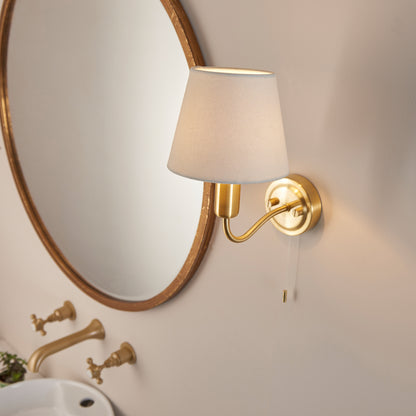 Conway Bathroom 1 Wall Light Satin Brass – Brass