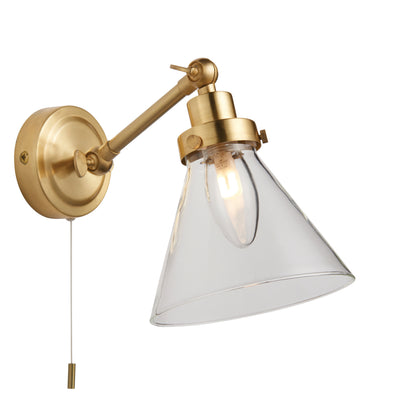 Faraday Bathroom 1 Wall Light Satin Brass – Brass