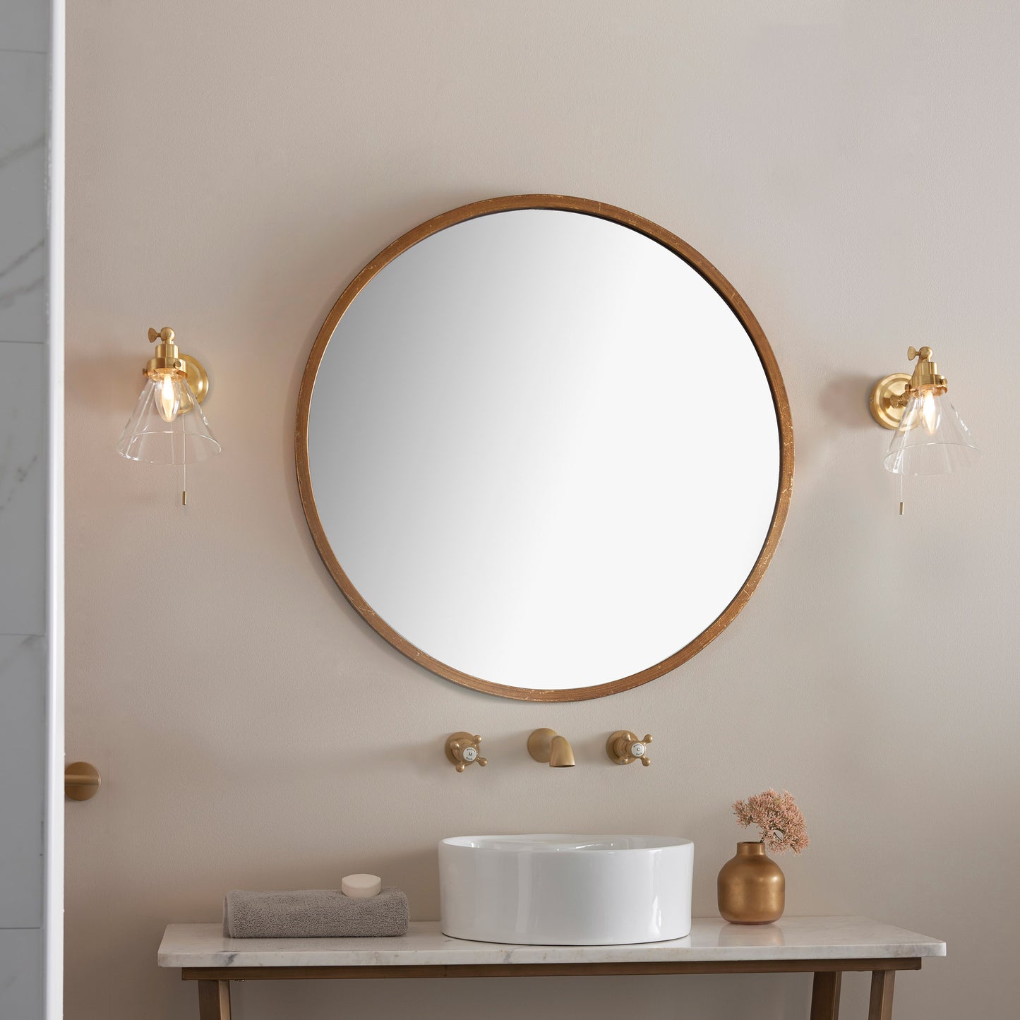 Faraday Bathroom 1 Wall Light Satin Brass – Brass