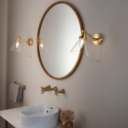 Faraday Bathroom 1 Wall Light Satin Brass – Brass