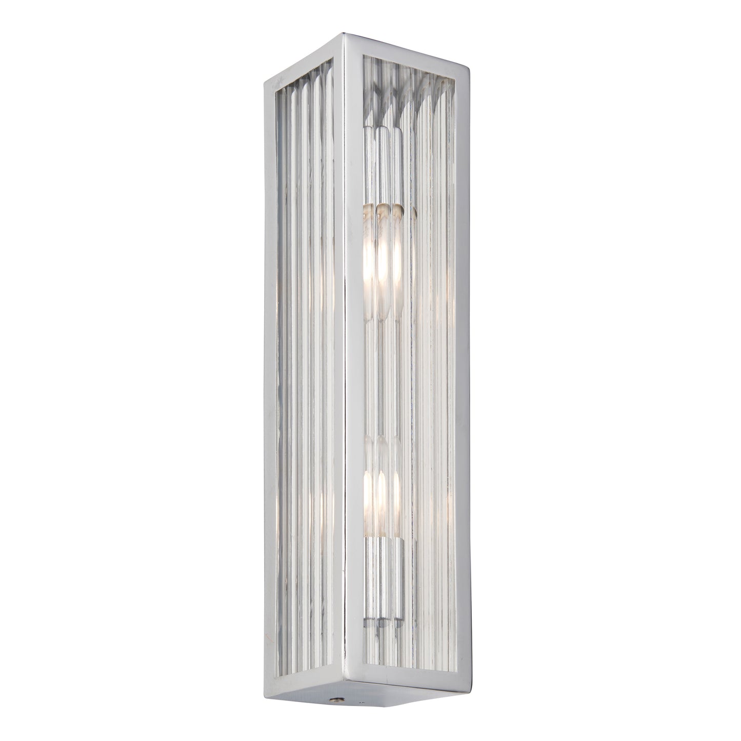 Newham Bathroom 2 Wall Light Chrome/Clear Ribbed – Chrome