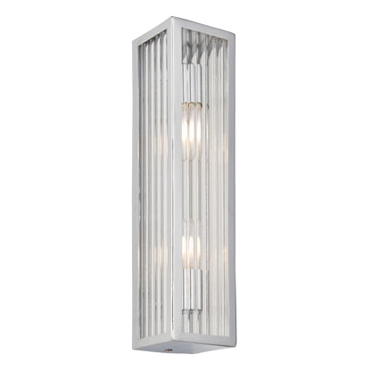 Newham Bathroom 2 Wall Light Chrome/Clear Ribbed – Chrome