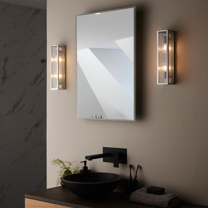 Newham Bathroom 2 Wall Light Chrome/Clear Ribbed – Chrome
