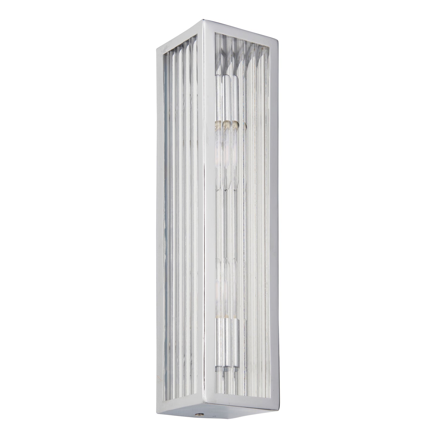 Newham Bathroom 2 Wall Light Chrome/Clear Ribbed – Chrome