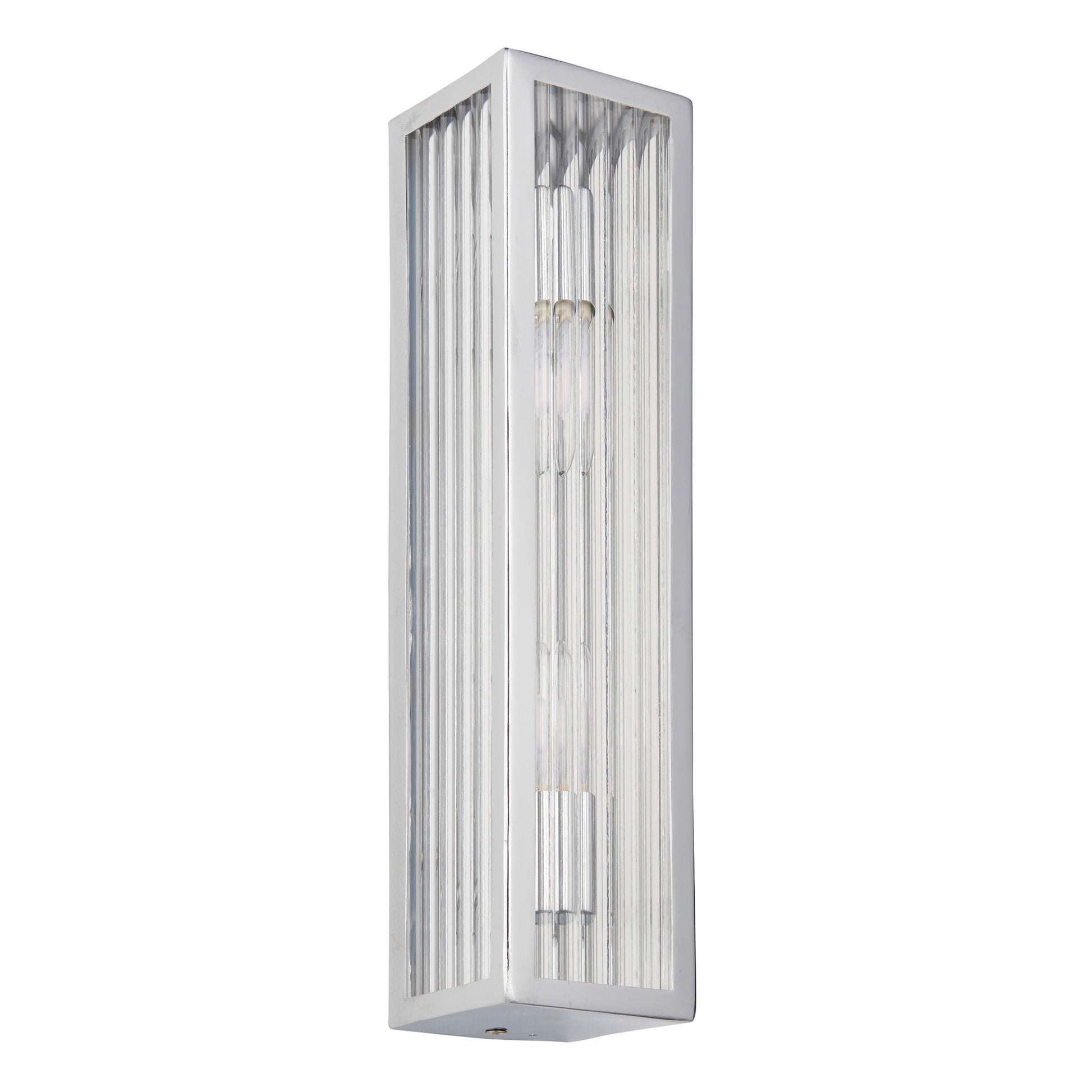 Newham Bathroom 2 Wall Light Chrome/Clear Ribbed – Chrome