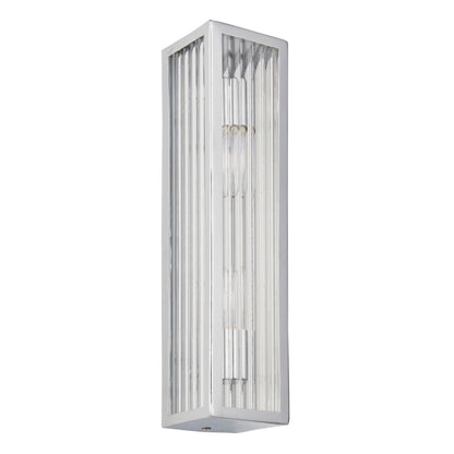 Newham Bathroom 2 Wall Light Chrome/Clear Ribbed – Chrome