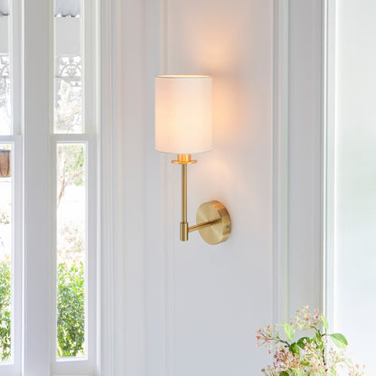Sancerre 1 Wall Light Satin Brass – White