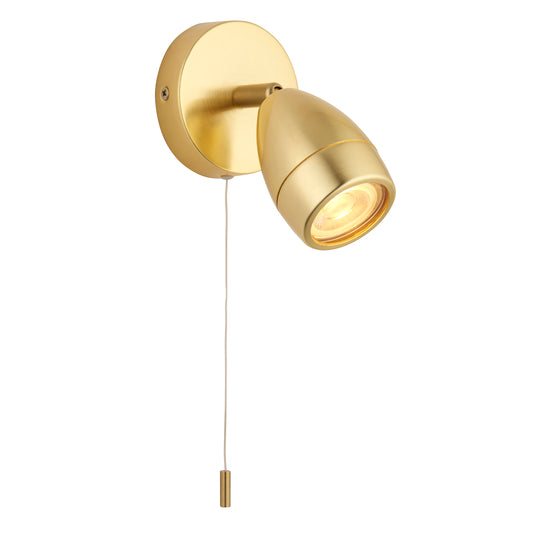 Porto Bathroom 1 Wall Light Satin Brass – Chrome
