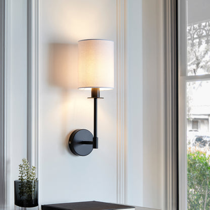 Sancerre 1 Wall Light Matt Black – White
