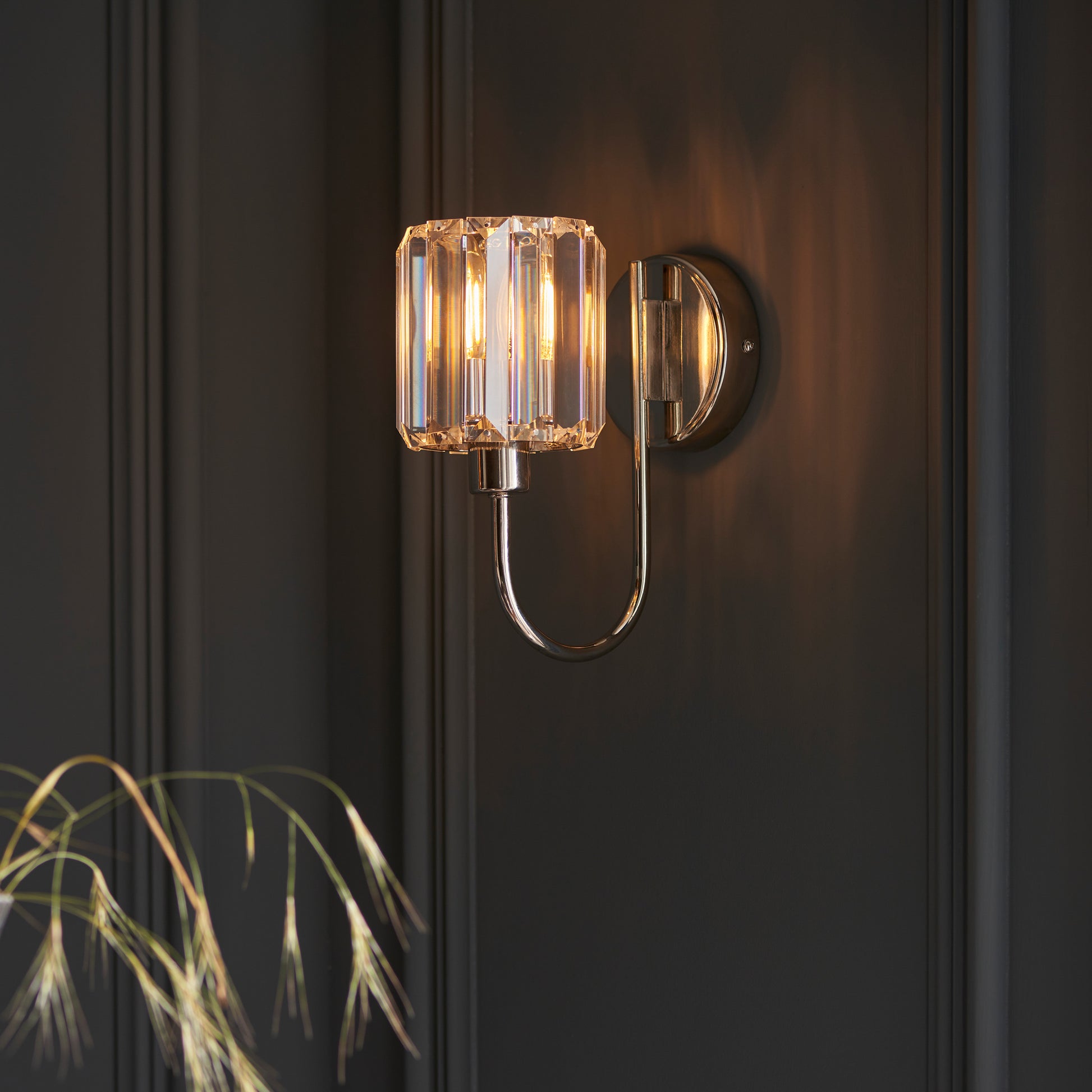 Berenice 1 Wall Light Bright Nickel – Nickel