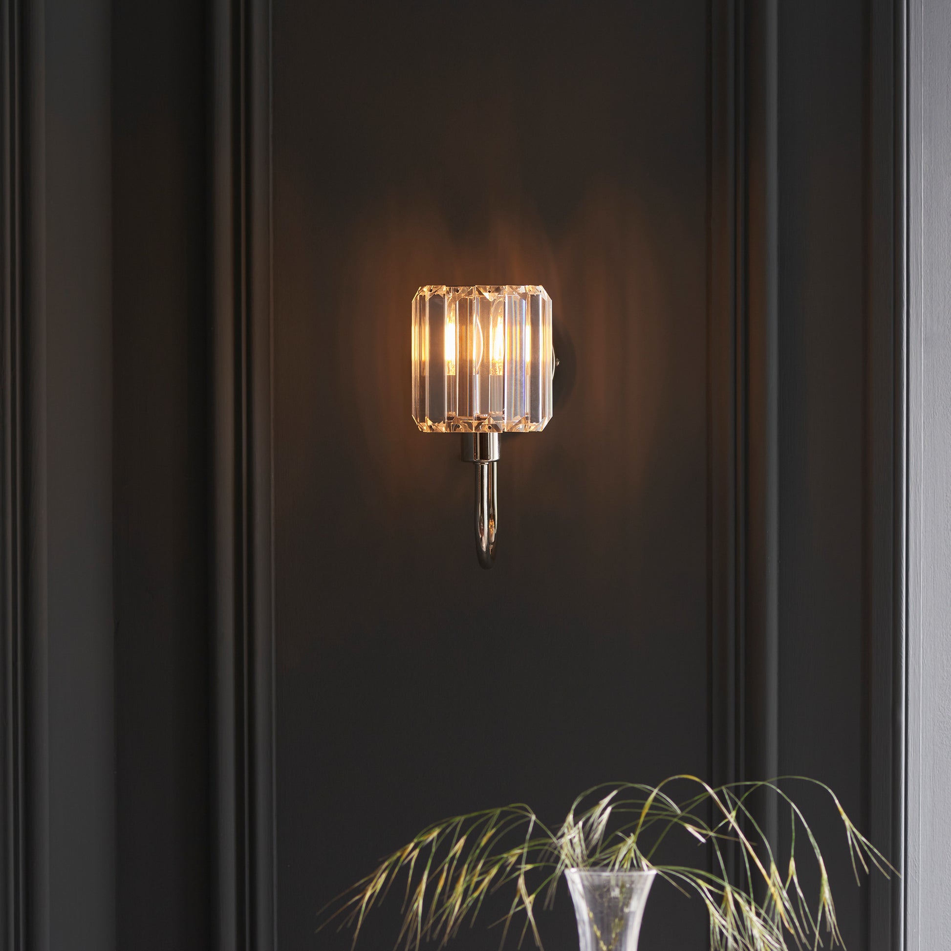 Berenice 1 Wall Light Bright Nickel – Nickel
