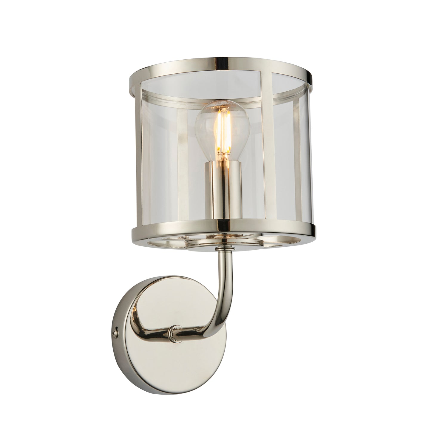 Hopton 1 Wall Light Bright Nickel – Nickel