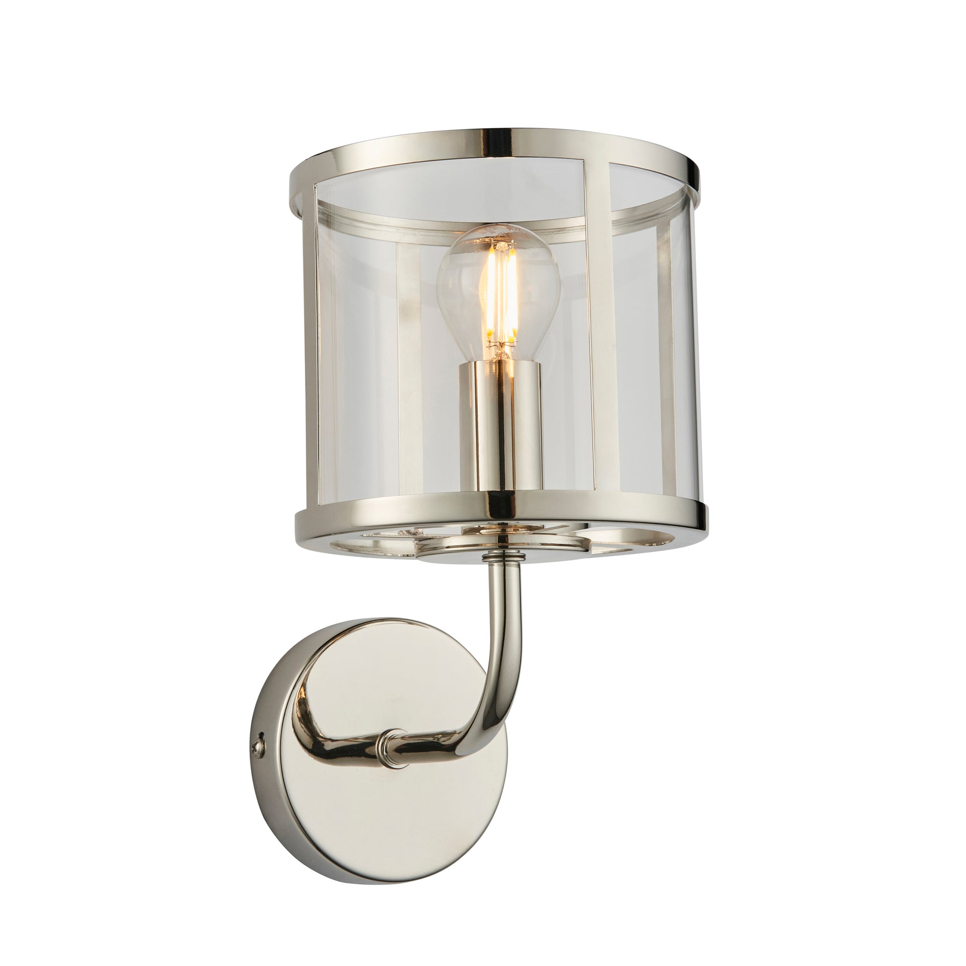 Hopton 1 Wall Light Bright Nickel – Nickel