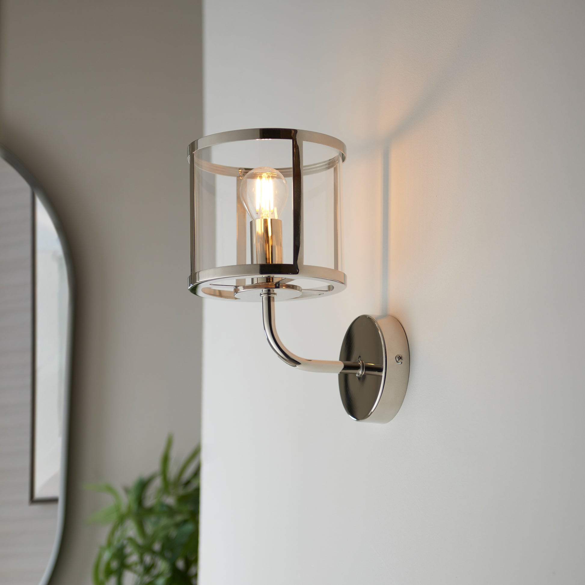 Hopton 1 Wall Light Bright Nickel – Nickel