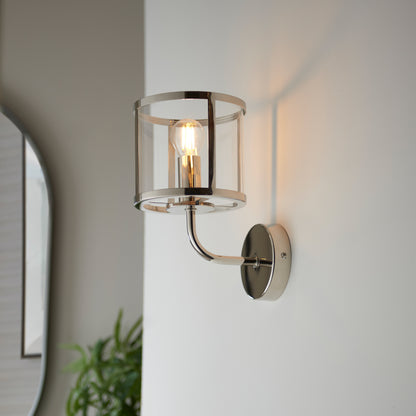 Hopton 1 Wall Light Bright Nickel – Nickel