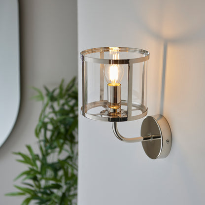 Hopton 1 Wall Light Bright Nickel – Nickel