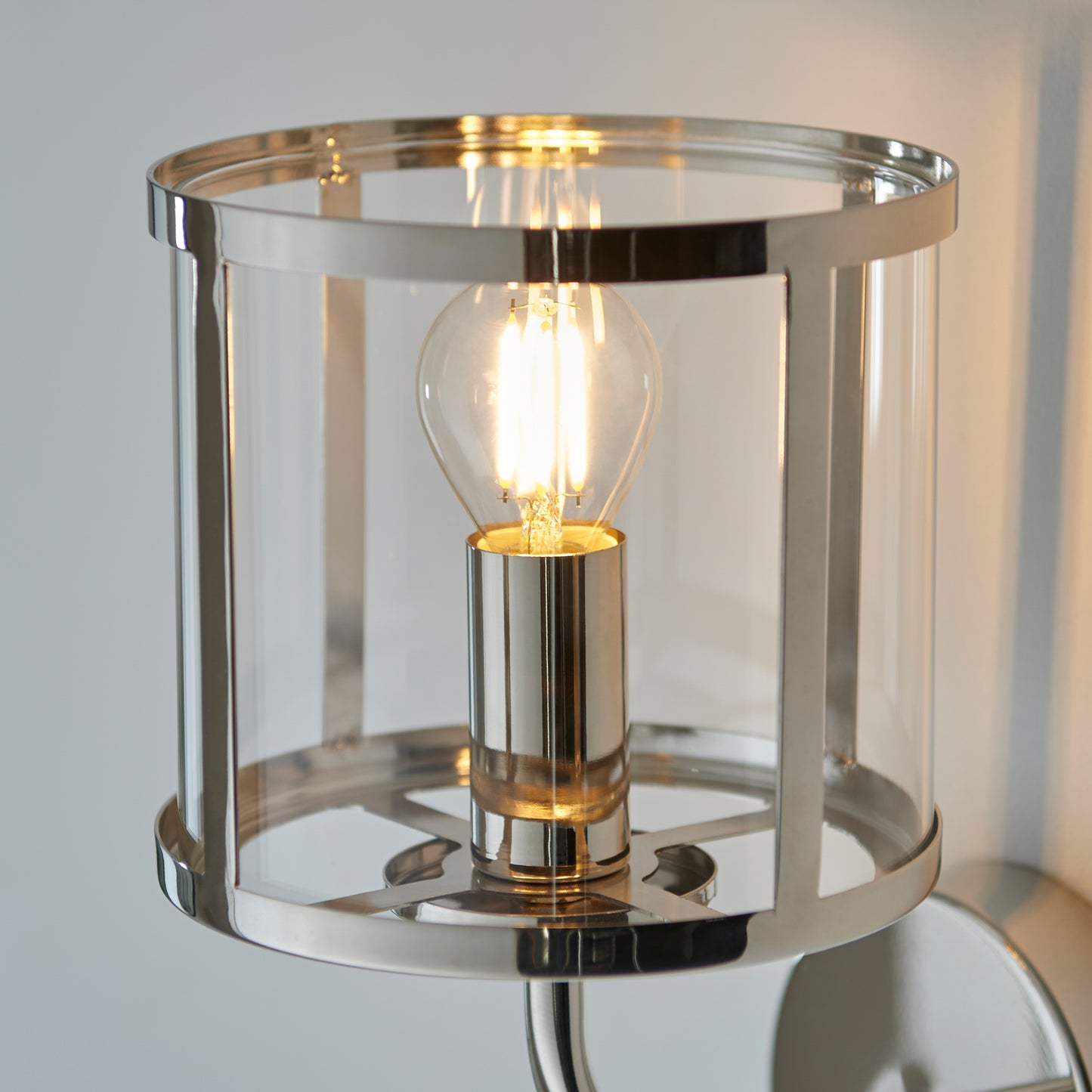Hopton 1 Wall Light Bright Nickel – Nickel
