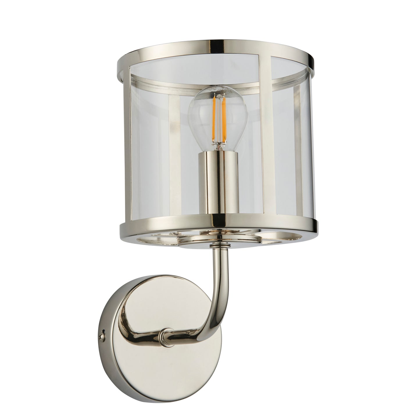 Hopton 1 Wall Light Bright Nickel – Nickel
