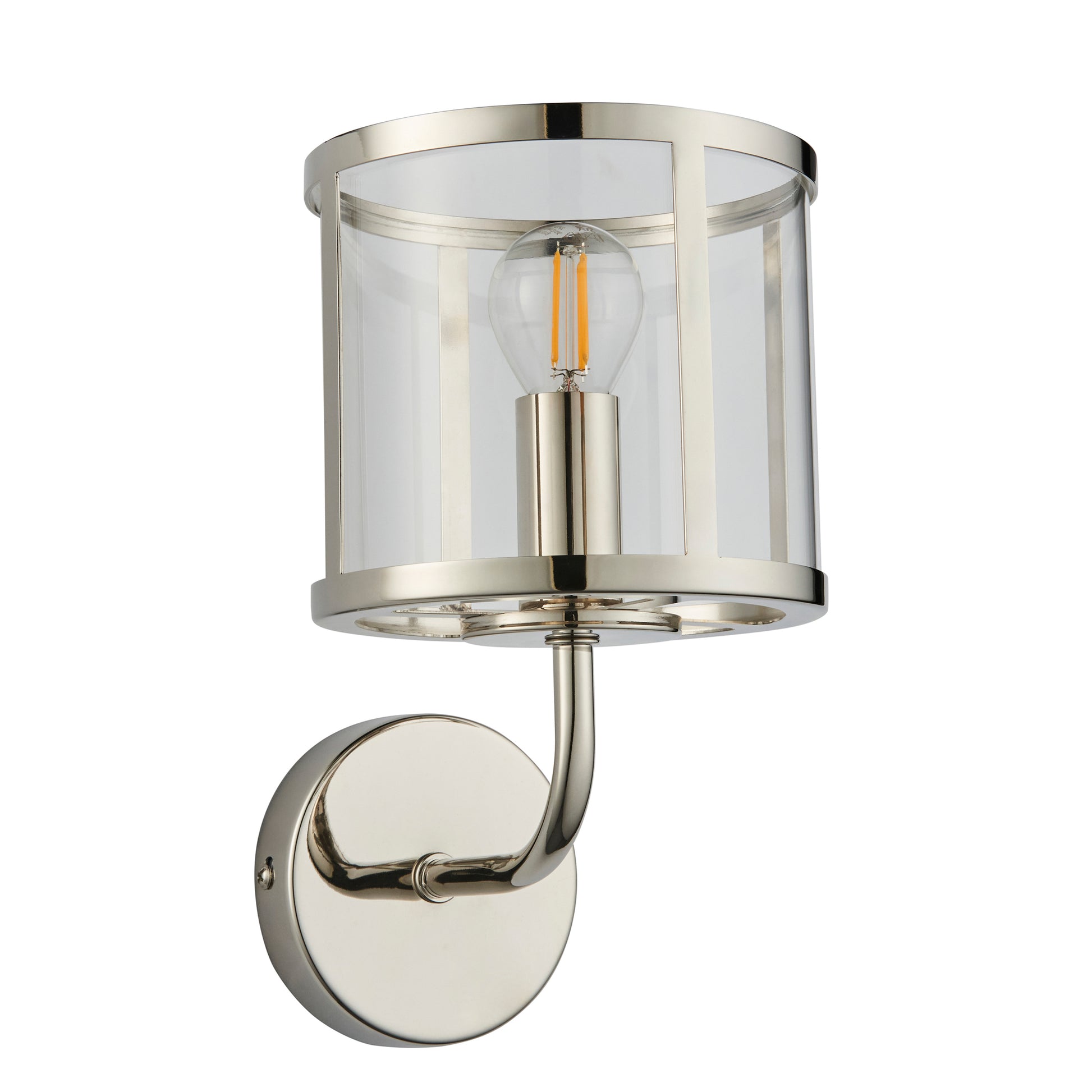 Hopton 1 Wall Light Bright Nickel – Nickel