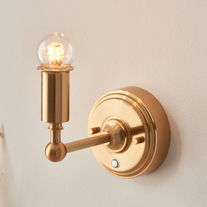 Burley Rechargeable 1 Wall Light Aged Brass – Brass