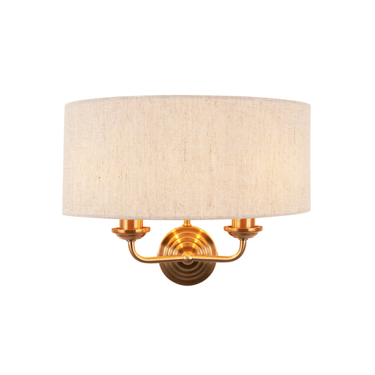 Highclere 2 Wall Light Vintage Brass – Natural