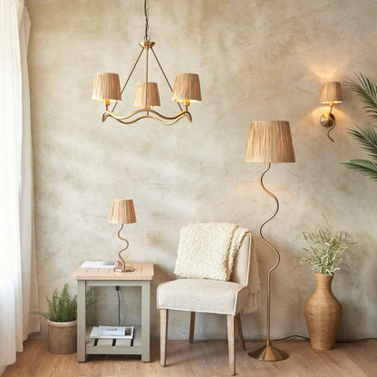 Wriggle 1 Wall Light Brushed Aged Brass – Natural