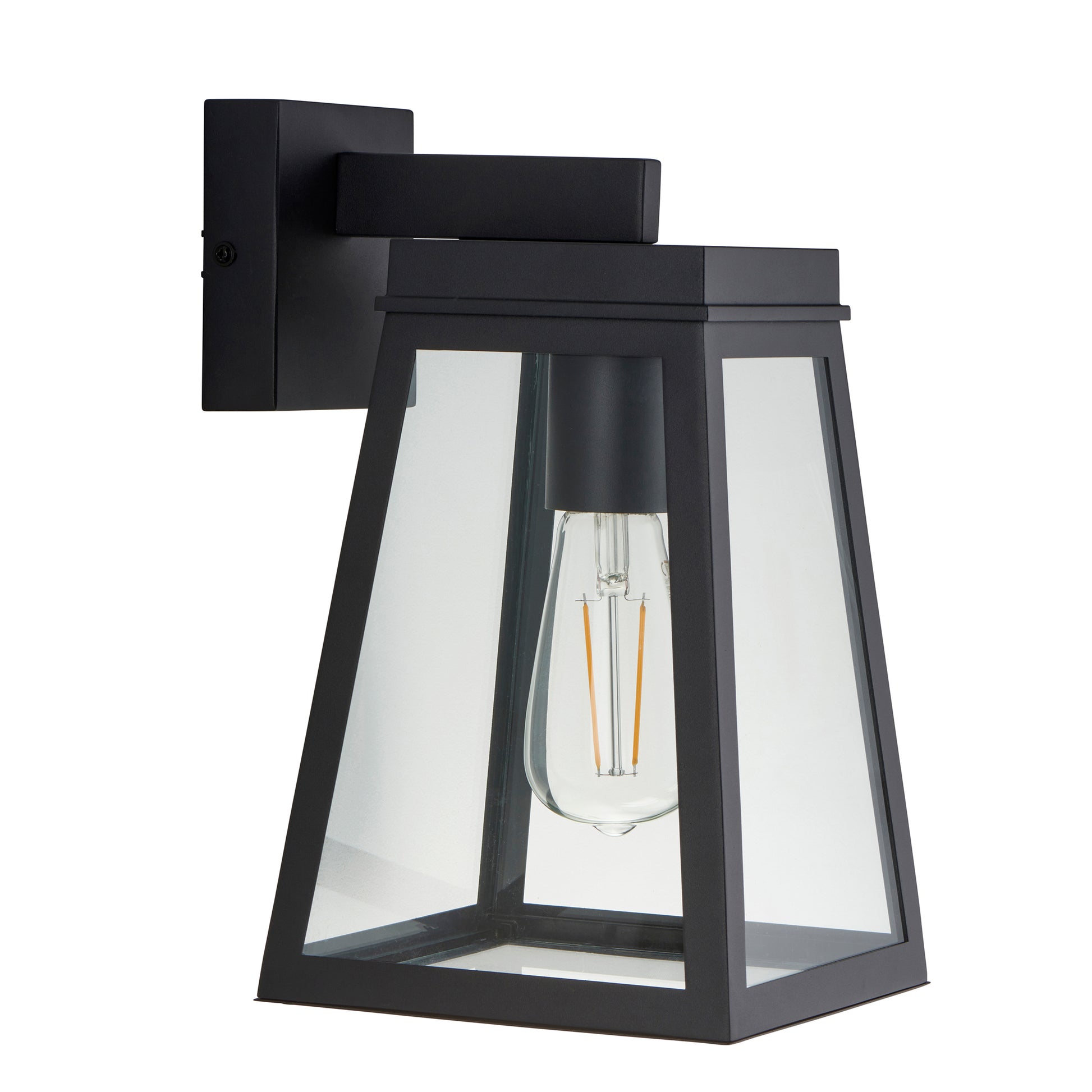 Lymington Wall Light Textured Black & Clear Glass – Black