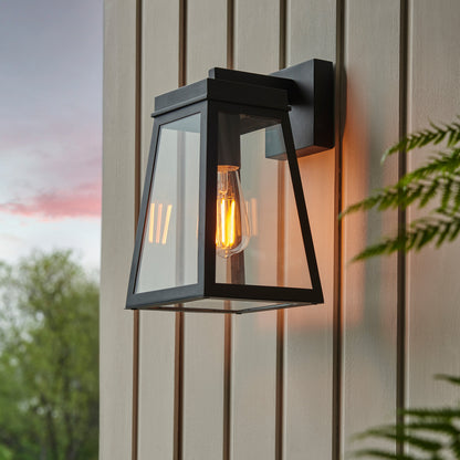 Lymington Wall Light Textured Black & Clear Glass – Black