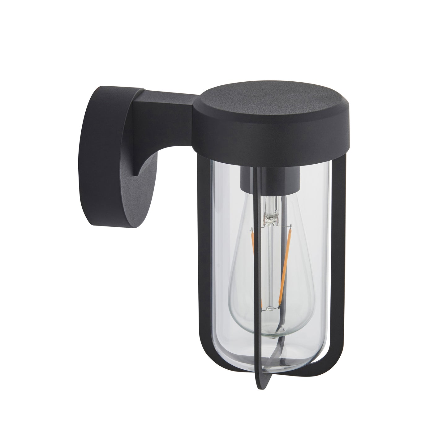 Lucca Wall Light Textured Black & Clear Glass – Black