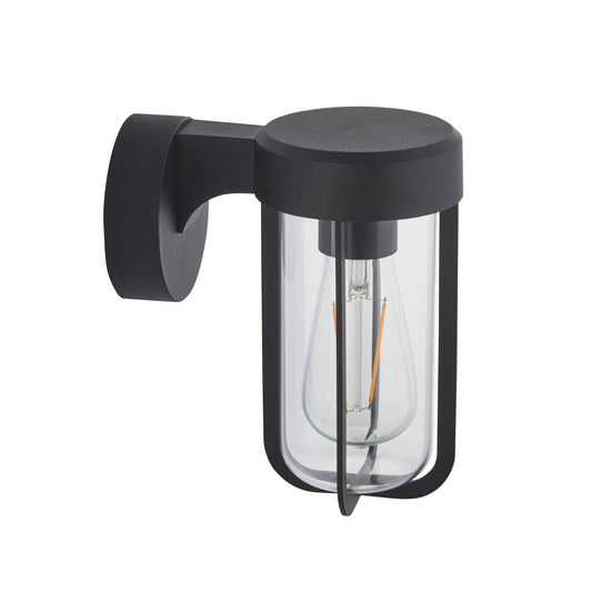 Lucca Wall Light Textured Black & Clear Glass – Black