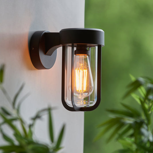 Lucca Wall Light Textured Black & Clear Glass – Black