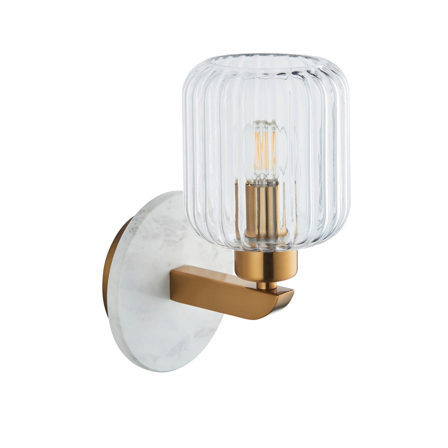 Travi Ribbed Wall Light White Volakas Marble – White