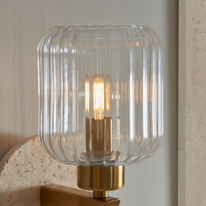 Travi Ribbed Wall Light Beige Textured Marble – Beige