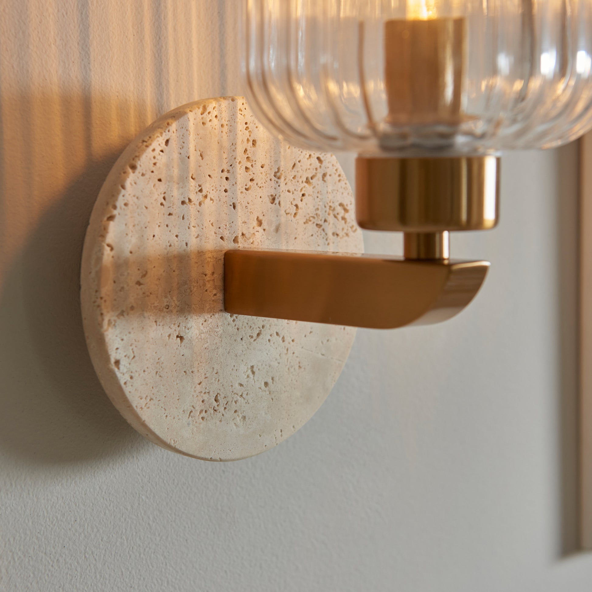 Travi Ribbed Wall Light Beige Textured Marble – Beige