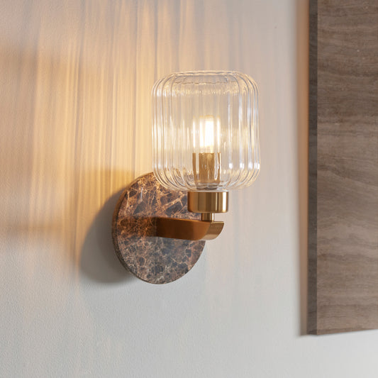 Travi Ribbed Wall Light Drk Brown Emperador Marble – Brown