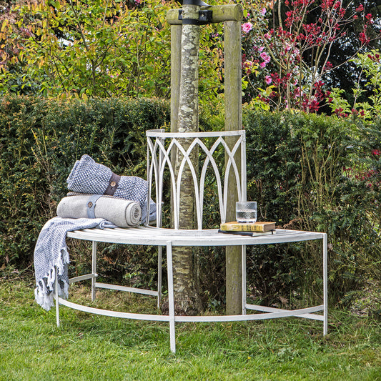 Alberoni Outdoor Tree Bench Seat Gatehouse – White