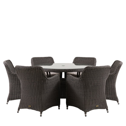 Ascot 6 Seater Round Dining Set – Grey