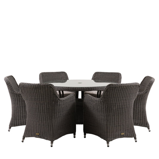 Ascot 6 Seater Round Dining Set – Grey