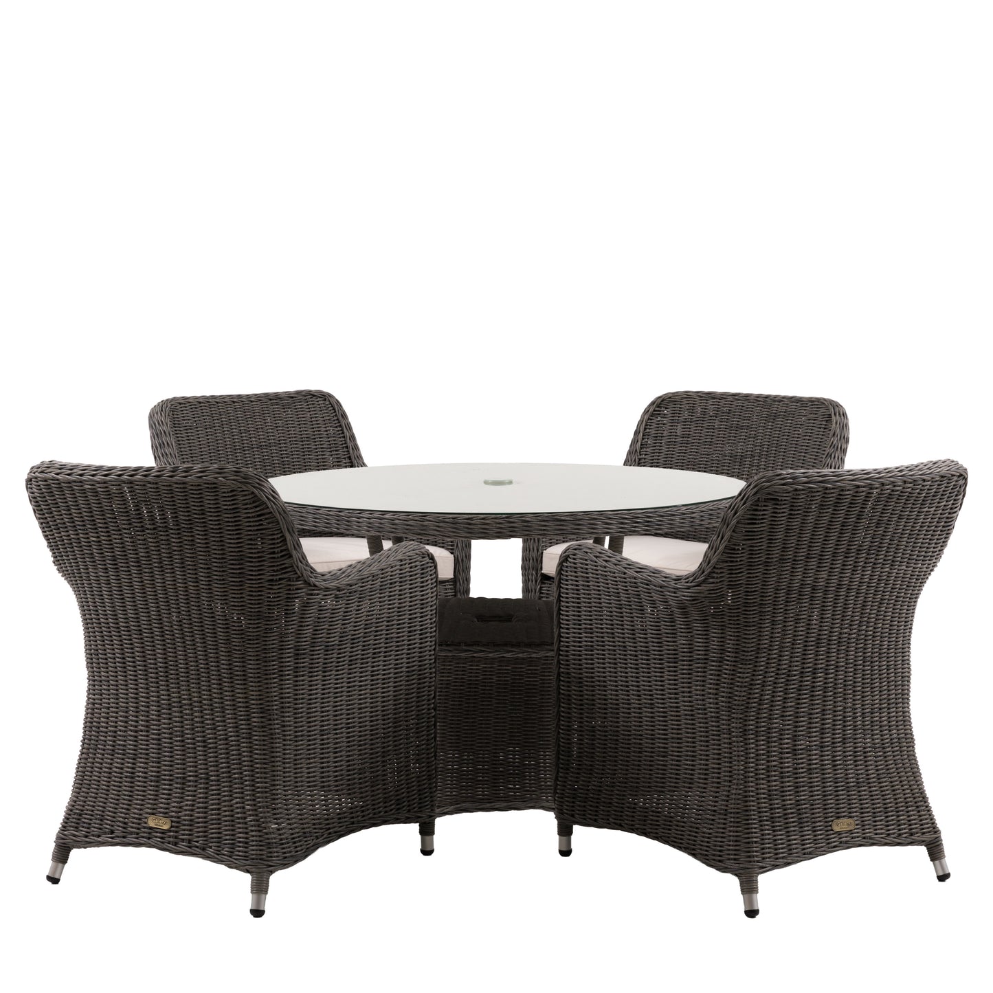 Ascot 4 Seater Round Dining Set – Grey