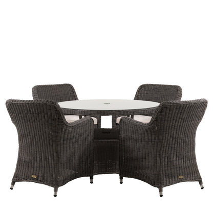 Ascot 4 Seater Round Dining Set – Grey