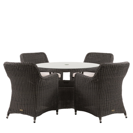 Ascot 4 Seater Round Dining Set – Grey