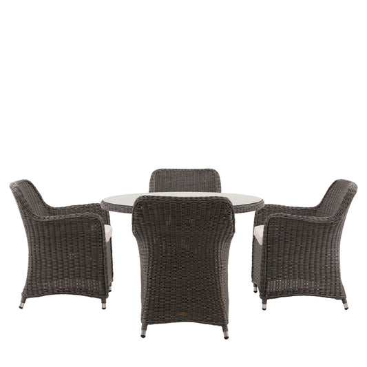 Ascot 4 Seater Round Dining Set – Grey